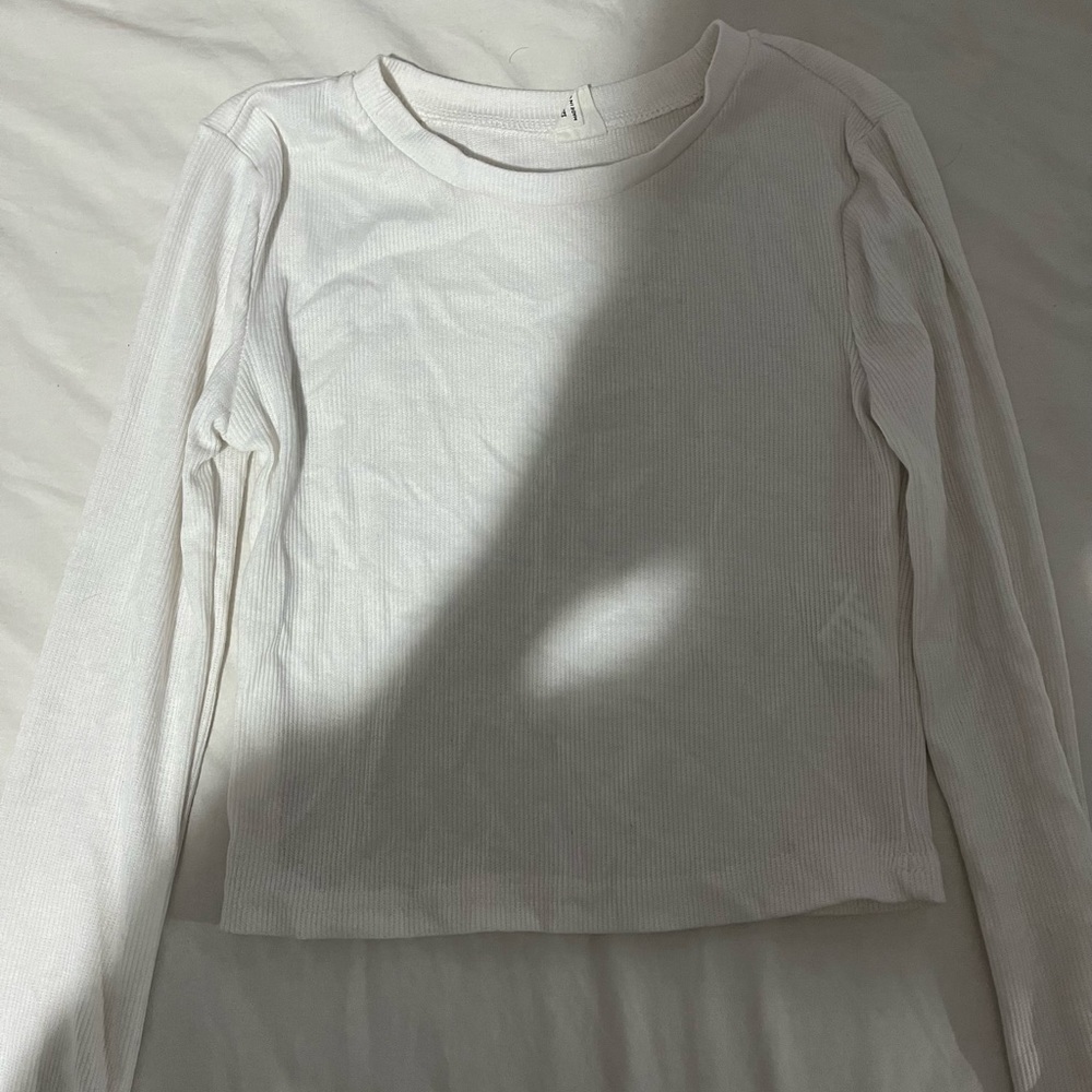Kids Girls Basic White Long Sleeve Top, Size 8 In Girls